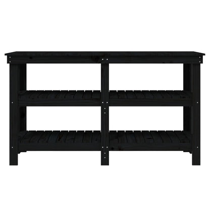 Work Bench Black 142.5x50x80 cm Solid Wood Pine