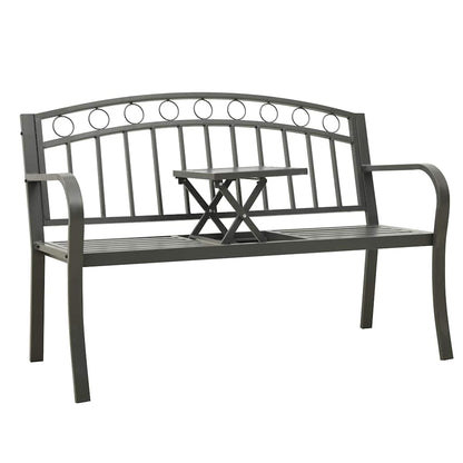 Garden Bench with Table Grey 120 cm Steel