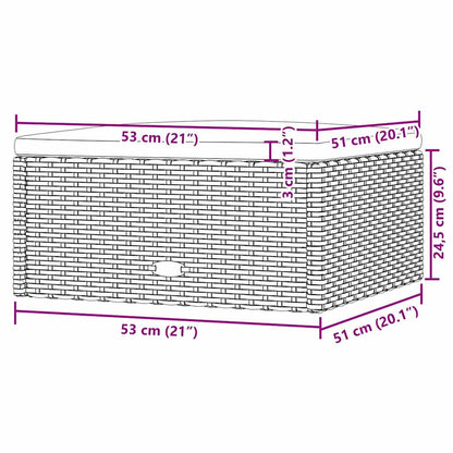 Patio Footstool with Cushion Black Poly Rattan