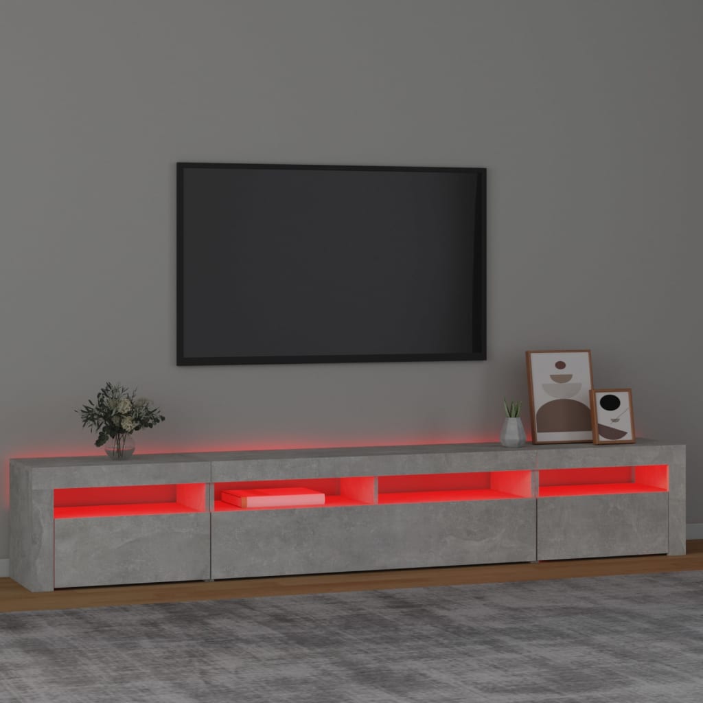 TV Cabinet with LED Lights Concrete Grey 240x35x40 cm