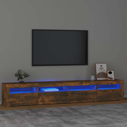 TV Cabinet with LED Lights Smoked Oak 240x35x40 cm