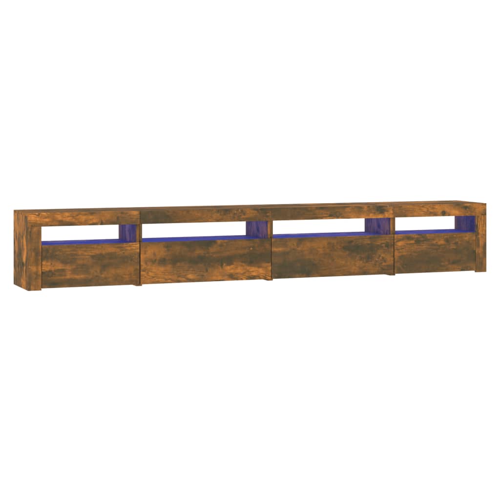 TV Cabinet with LED Lights Smoked Oak 270x35x40 cm
