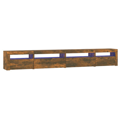 TV Cabinet with LED Lights Smoked Oak 270x35x40 cm