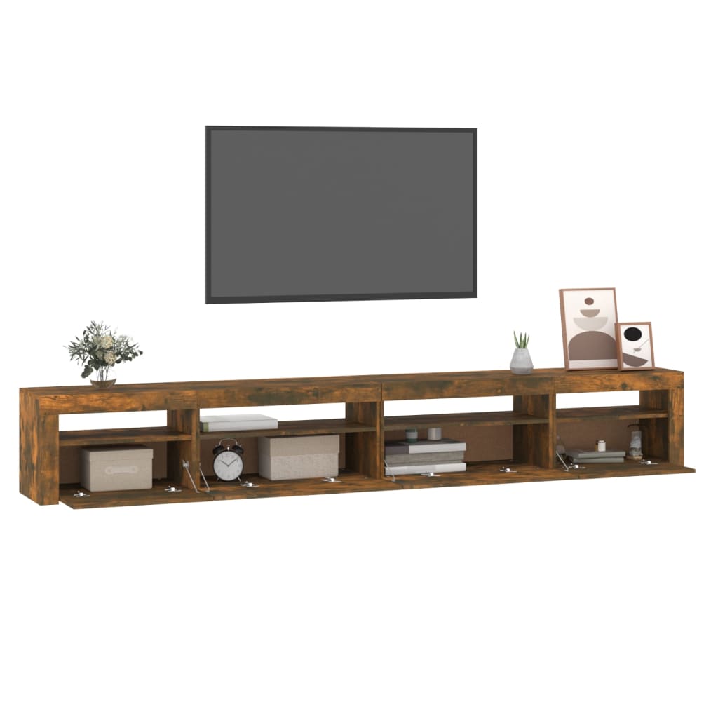 TV Cabinet with LED Lights Smoked Oak 270x35x40 cm