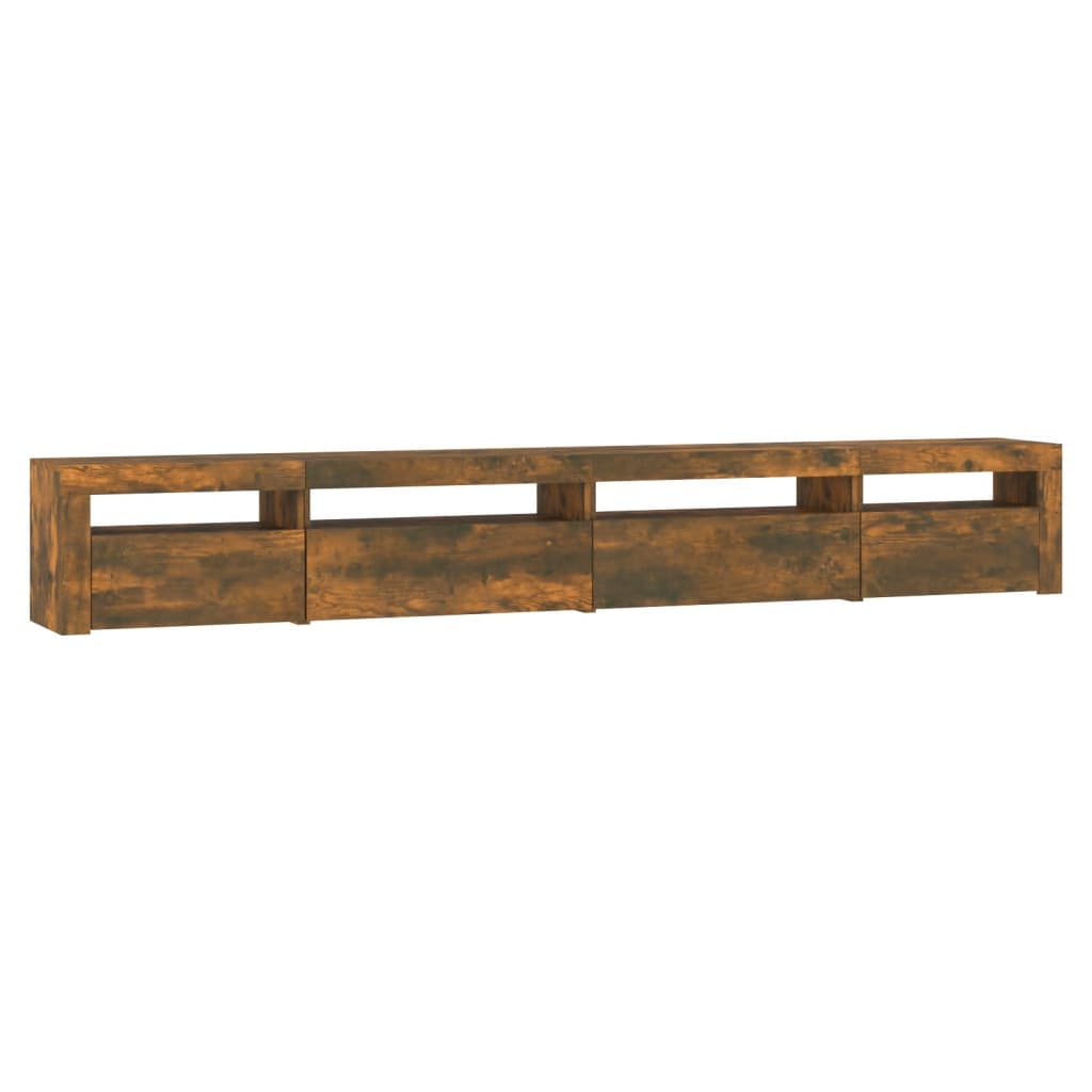 TV Cabinet with LED Lights Smoked Oak 270x35x40 cm