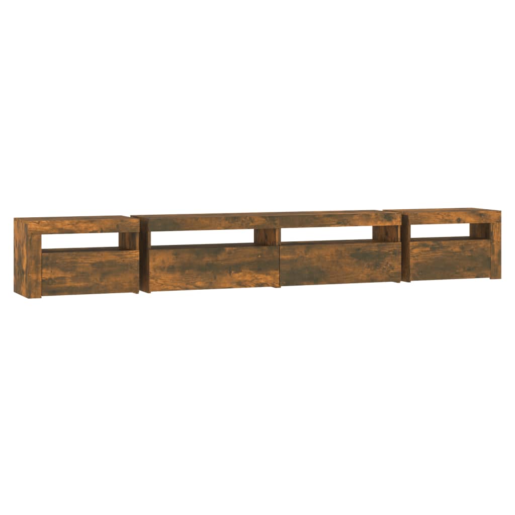 TV Cabinet with LED Lights Smoked Oak 270x35x40 cm