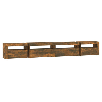 TV Cabinet with LED Lights Smoked Oak 270x35x40 cm
