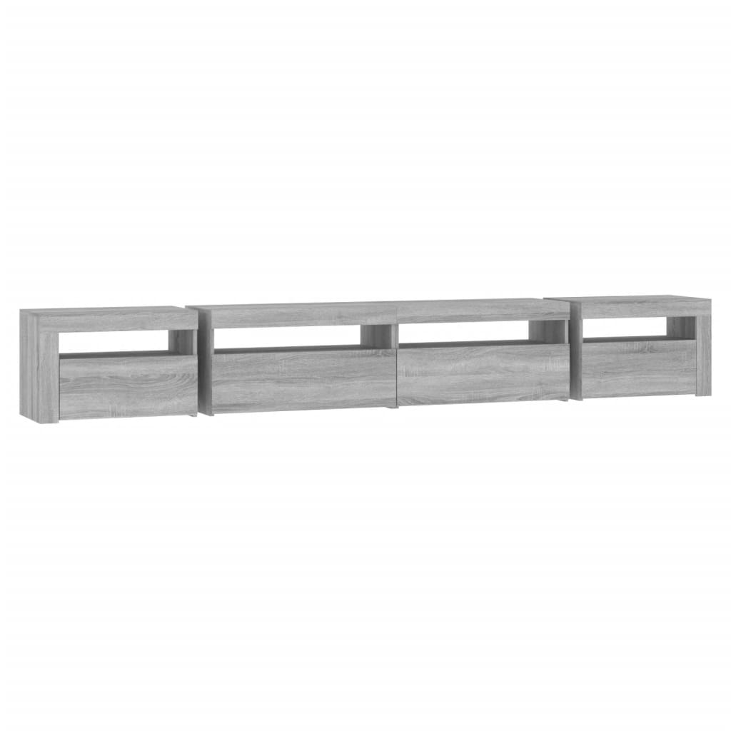 TV Cabinet with LED Lights Grey Sonoma 270x35x40 cm