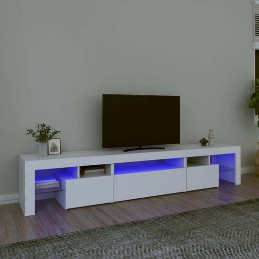 TV Cabinet with LED Lights White 215x36,5x40 cm