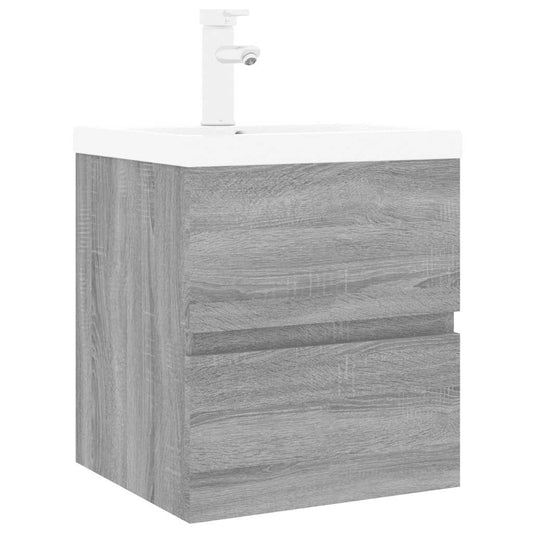 Sink Cabinet With Basin | Grey Sonoma, White | Engineered wood, Ceramic