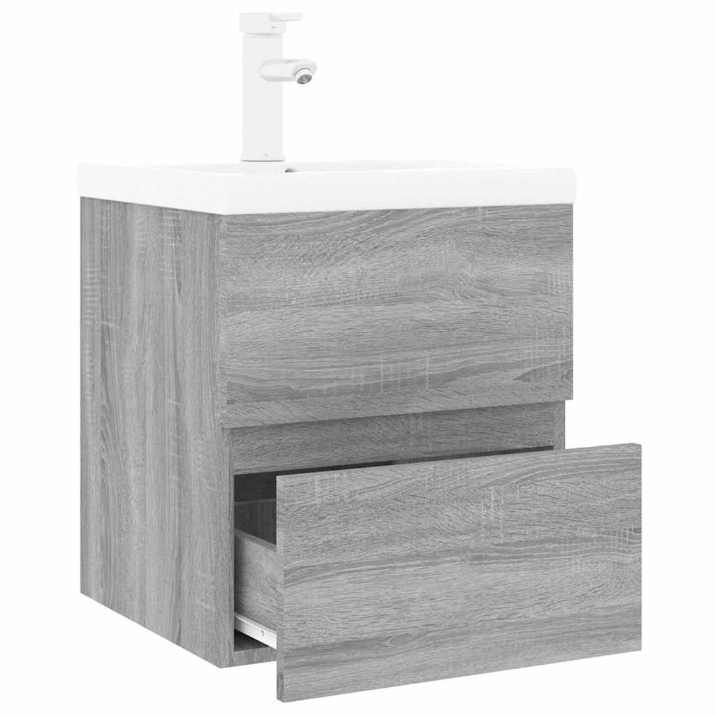 Sink Cabinet With Basin | Grey Sonoma, White | Engineered wood, Ceramic