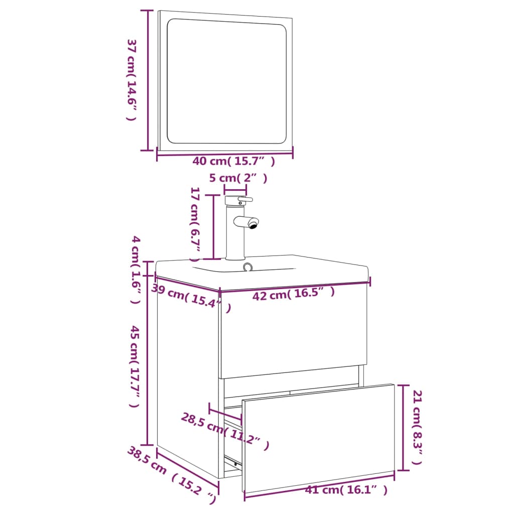 Bathroom Furniture Set Grey Sonoma Engineered Wood