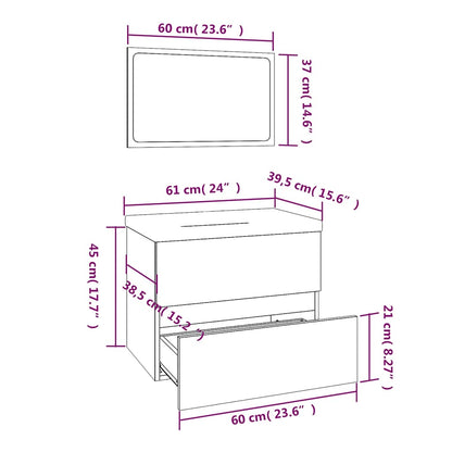 Bathroom Furniture Set Grey Sonoma Engineered Wood