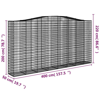 Arched Gabion Basket 400x50x200/220 cm Galvanised Iron