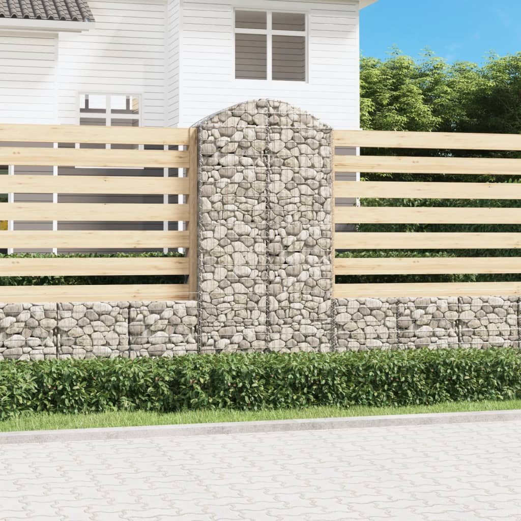 Arched Gabion Basket 100x50x200/220 cm Galvanised Iron
