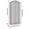 Arched Gabion Basket 100x50x220/240 cm Galvanised Iron