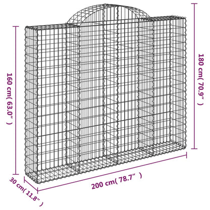 Arched Gabion Basket 200x30x160/180 cm Galvanised Iron