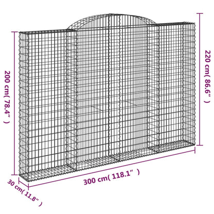 Arched Gabion Basket 300x30x200/220 cm Galvanised Iron