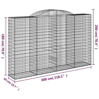 Arched Gabion Basket 300x50x180/200 cm Galvanised Iron