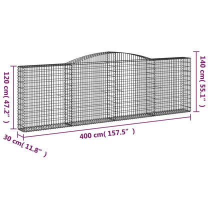 Arched Gabion Basket 400x30x120/140 cm Galvanised Iron