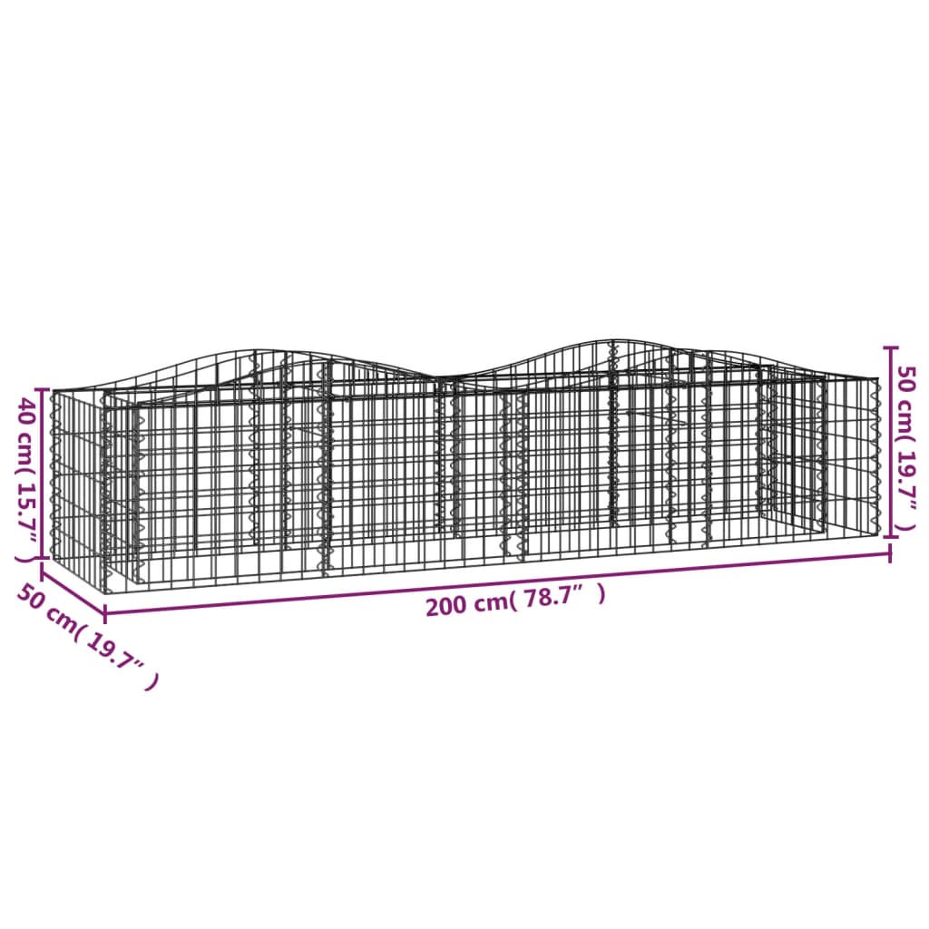 Arched Gabion Raised Bed 200x50x50 cm Galvanised Iron