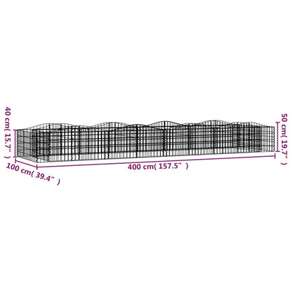 Arched Gabion Raised Bed 400x100x50 cm Galvanised Iron