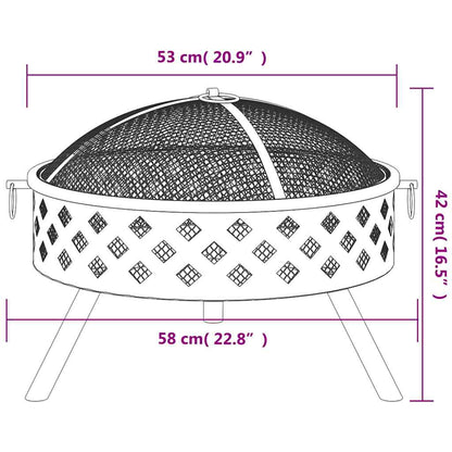 Fire Pit with Poker 58 cm XXL Steel