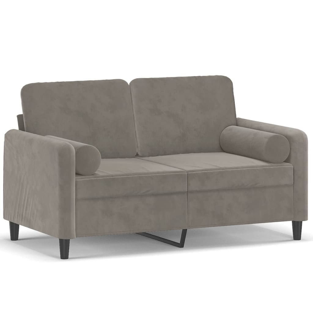 2-seater Sofa Light grey Velvet (100% polyester), metal, plywood