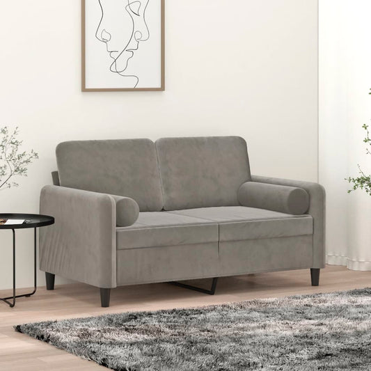 2-seater Sofa Light grey Velvet (100% polyester), metal, plywood