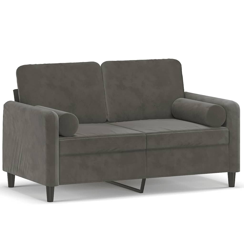 2-Seater Sofa with Pillows&Cushions Dark Gray 47.2" Velvet
