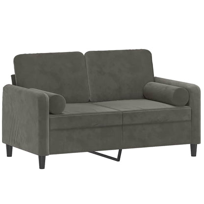 2-Seater Sofa with Pillows&Cushions Dark Gray 47.2" Velvet