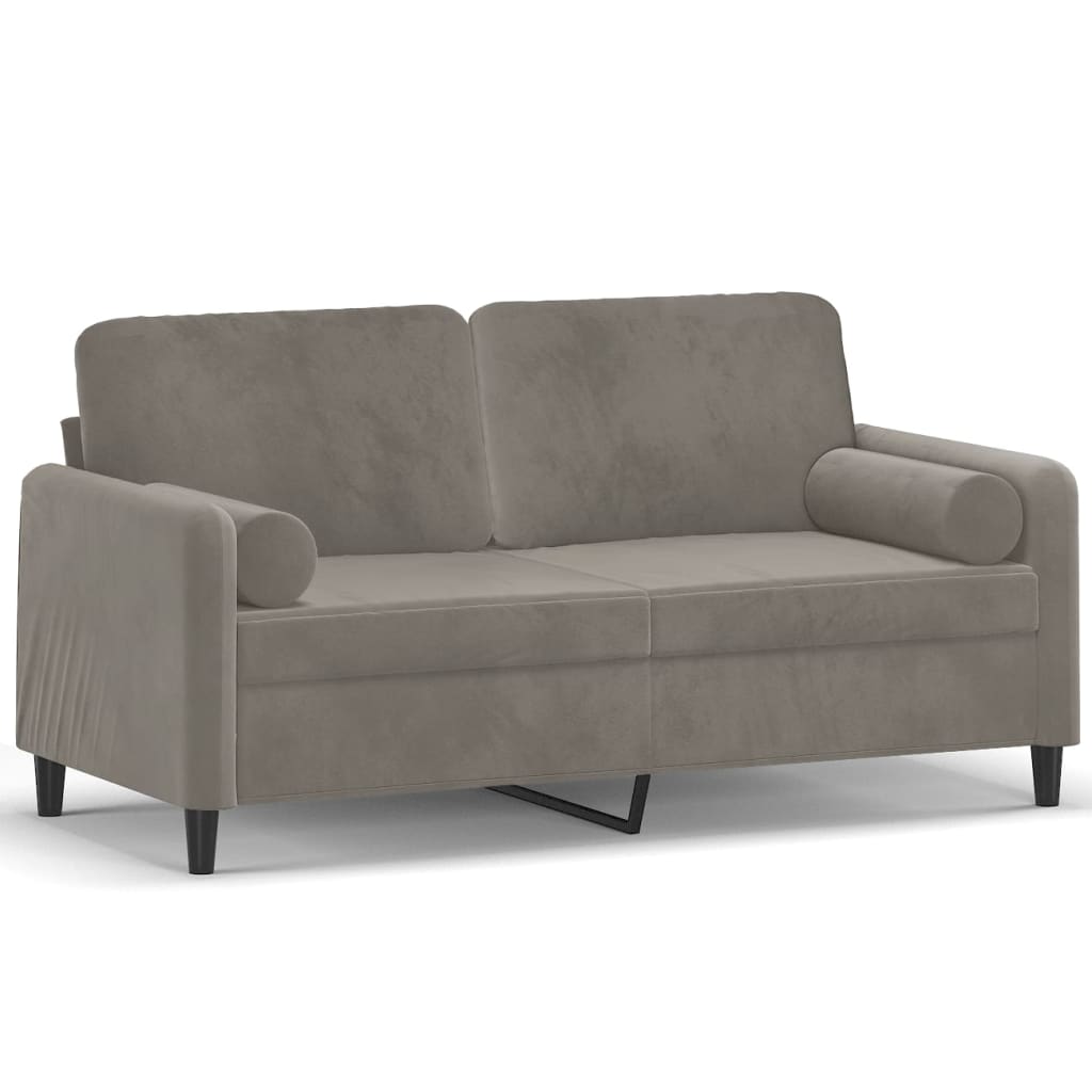 2-seater Sofa Light Grey Velvet (100% polyester), Metal, Plywood