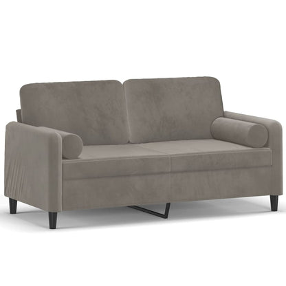 2-seater Sofa Light Grey Velvet (100% polyester), Metal, Plywood