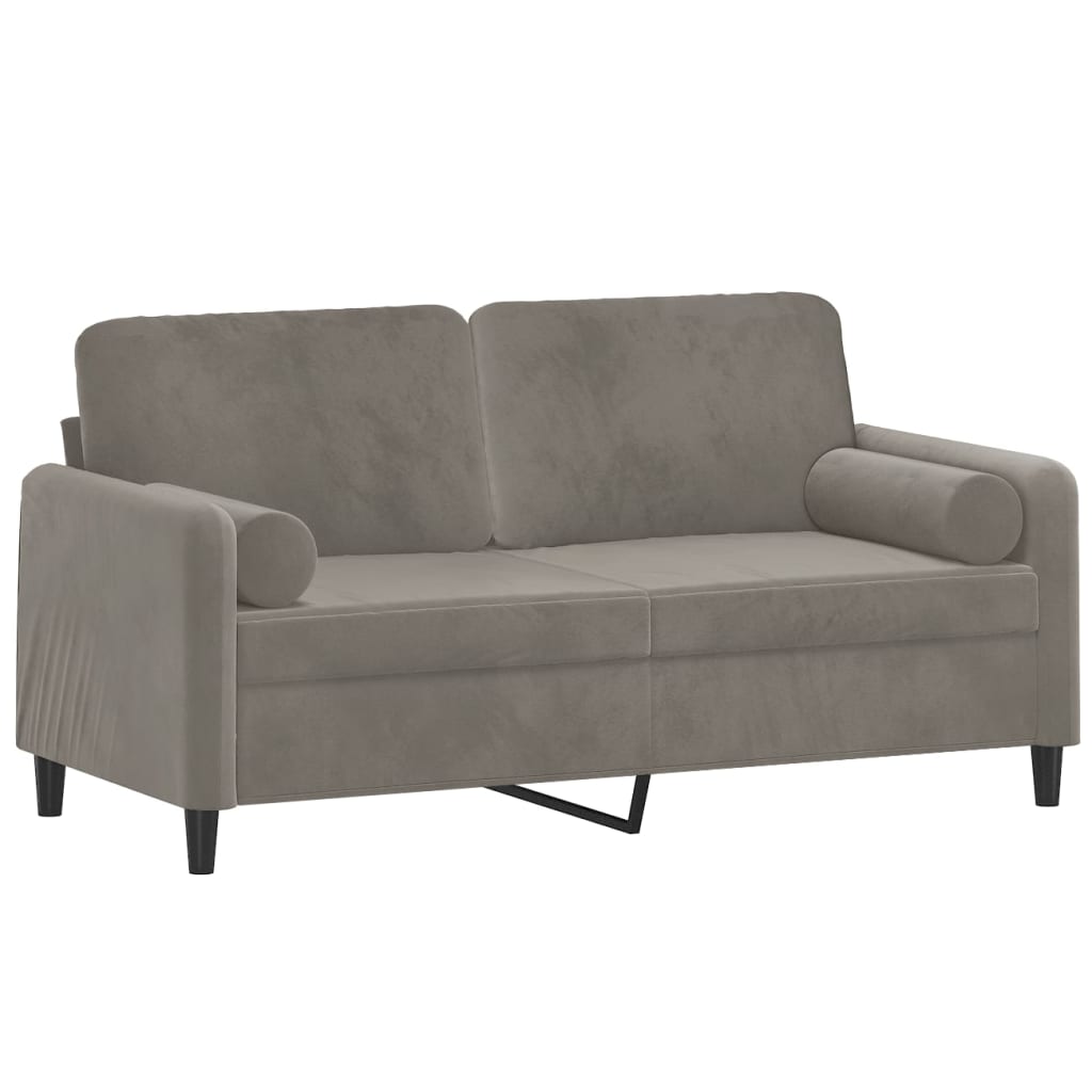 2-seater Sofa Light Grey Velvet (100% polyester), Metal, Plywood