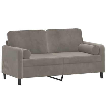 2-seater Sofa Light Grey Velvet (100% polyester), Metal, Plywood