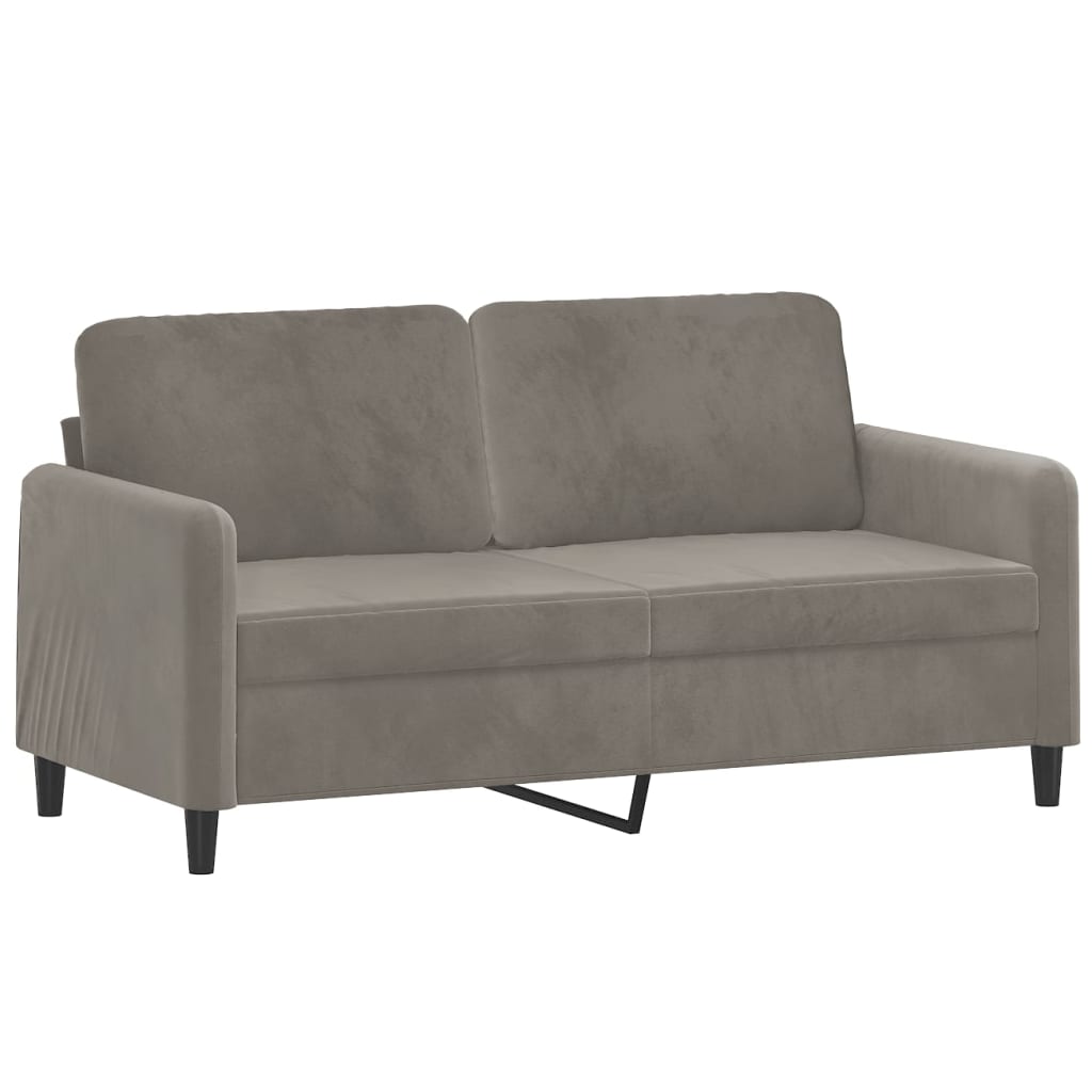 2-seater Sofa Light Grey Velvet (100% polyester), Metal, Plywood