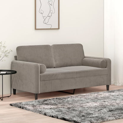 2-seater Sofa Light Grey Velvet (100% polyester), Metal, Plywood