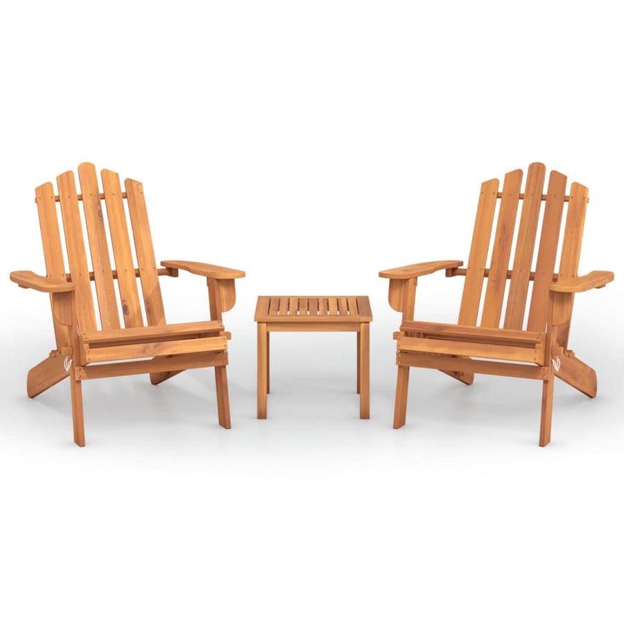 3 Piece Adirondack Patio Lounge Set Solid Wood Acacia