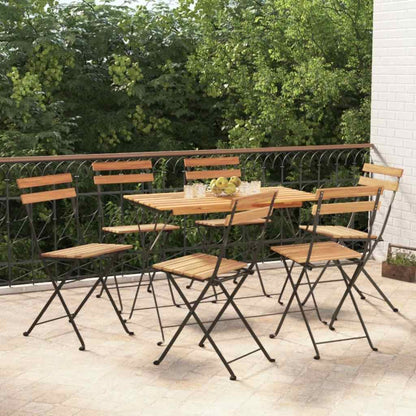 Folding Bistro Set | Natural wood and black