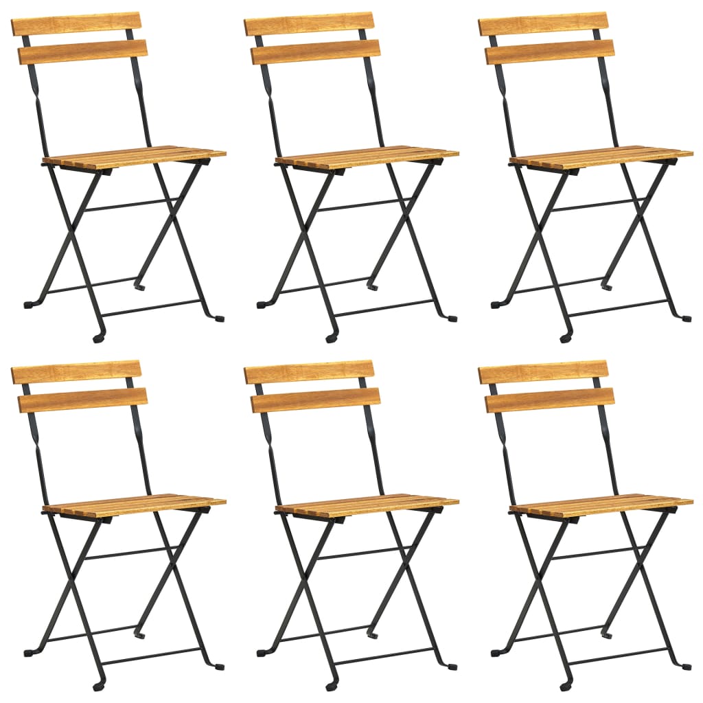 Garden Chair | Set of 6 | Brown | Solid Acacia wood | Standard