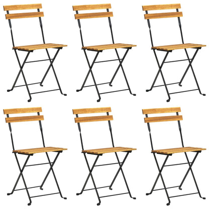 Garden Chair | Set of 6 | Brown | Solid Acacia wood | Standard