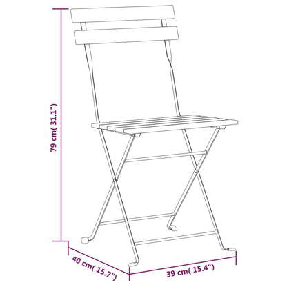 Garden Chair | Set of 6 | Brown | Solid Acacia wood | Standard