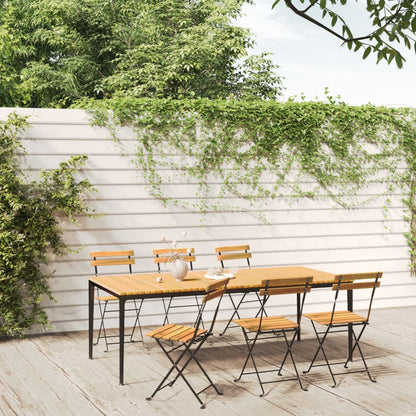 Garden Chair | Set of 6 | Brown | Solid Acacia wood | Standard