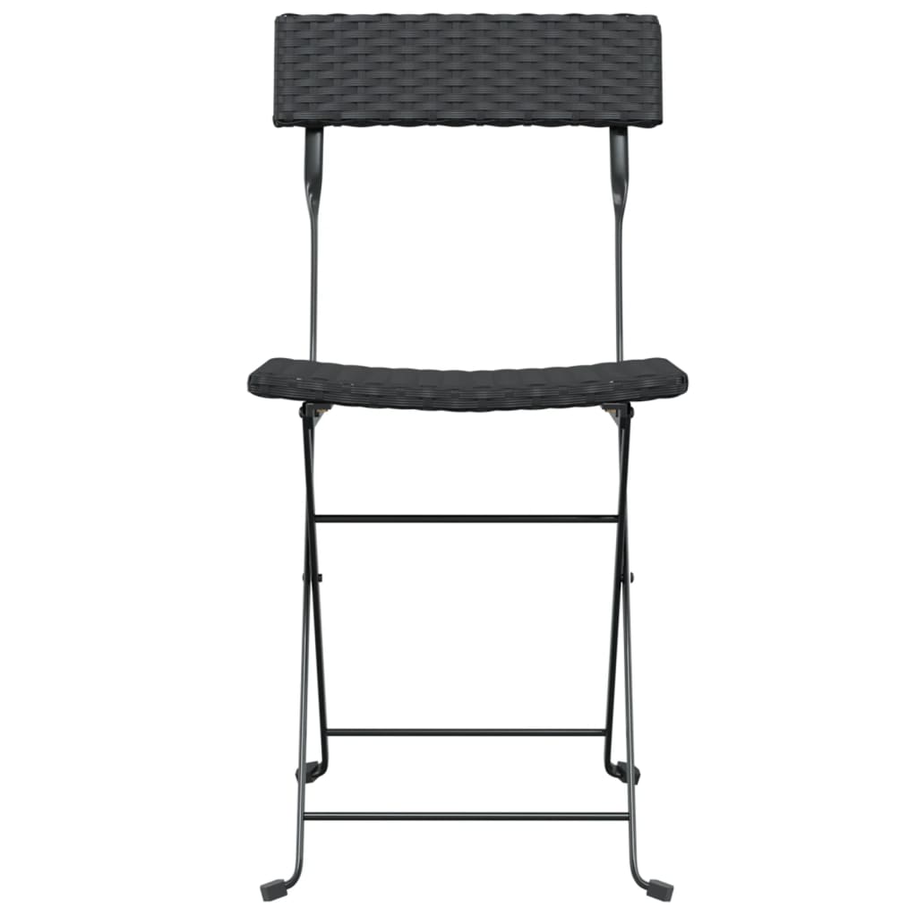Folding Bistro Chair | Set of 4 | Black | PE Rattan, Powder-Coated Steel