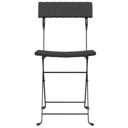 Folding Bistro Chair | Set of 4 | Black | PE Rattan, Powder-Coated Steel