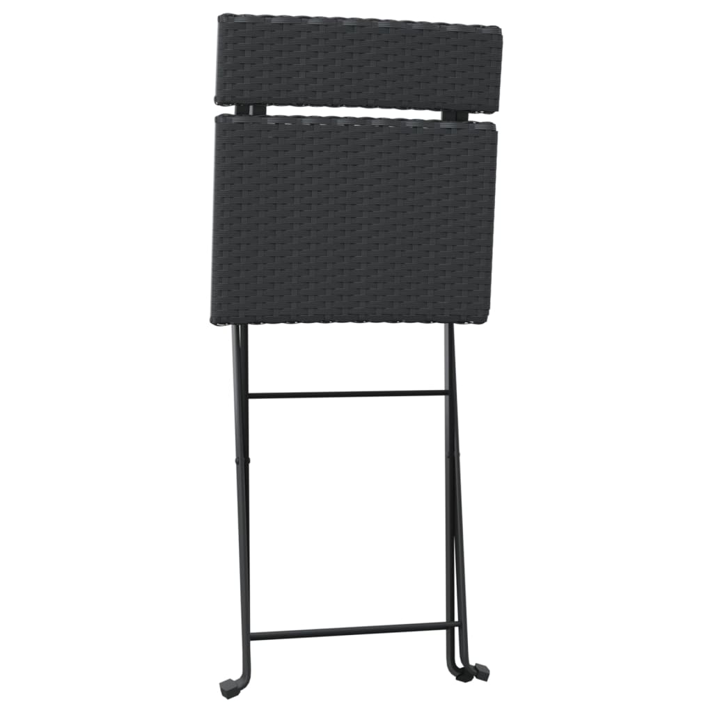 Folding Bistro Chair | Set of 4 | Black | PE Rattan, Powder-Coated Steel