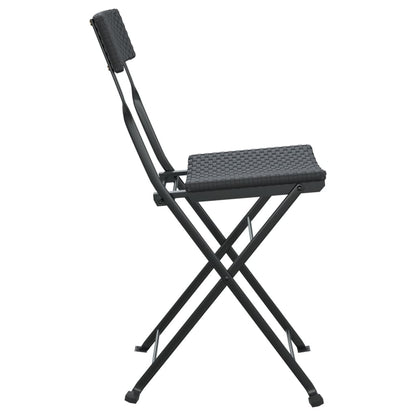 Folding Bistro Chair | Set of 4 | Black | PE Rattan, Powder-Coated Steel