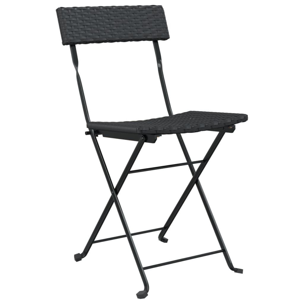 Folding Bistro Chair | Set of 6 | Black | PE rattan | Folding | Foldable