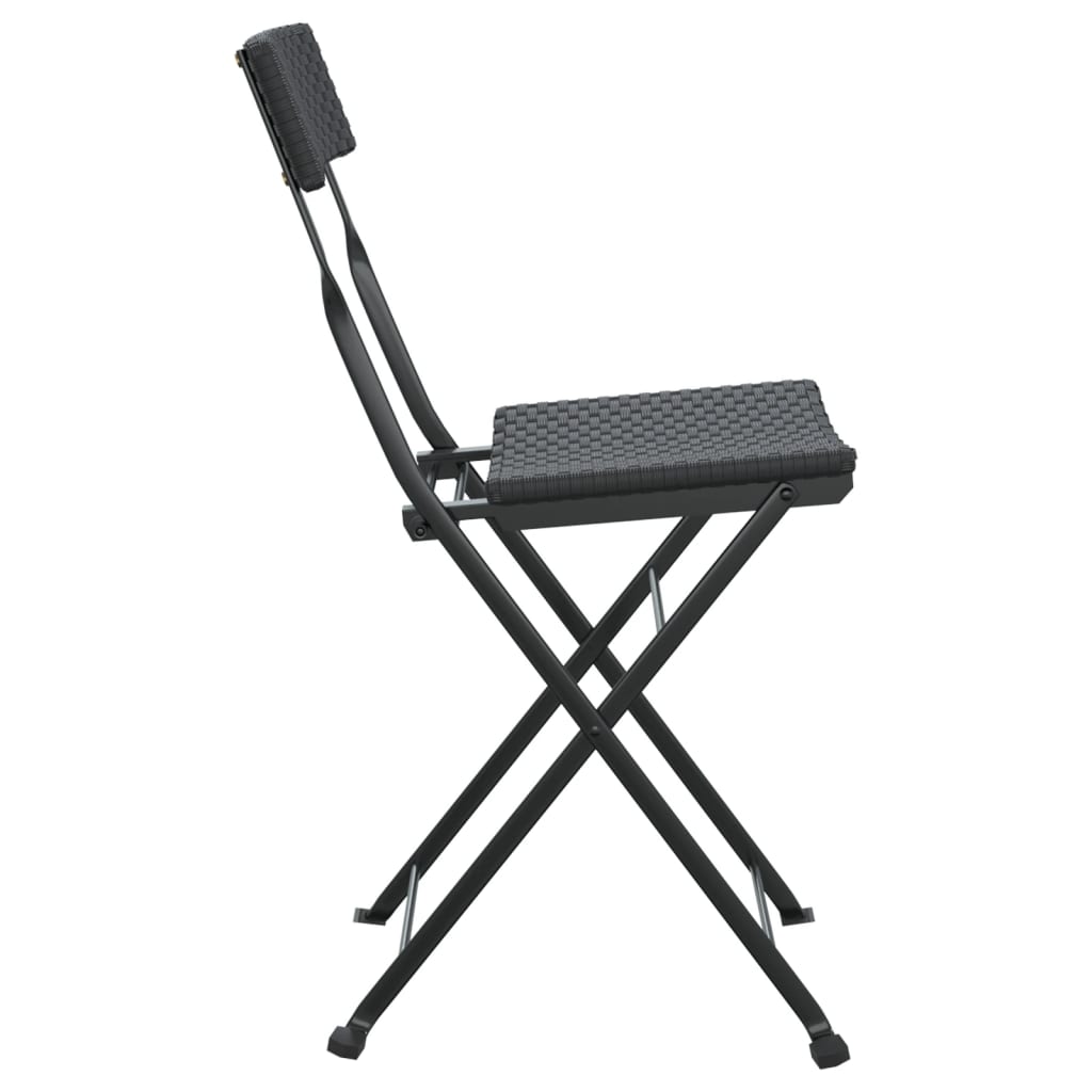 Folding Bistro Chair | Set of 6 | Black | PE rattan | Folding | Foldable
