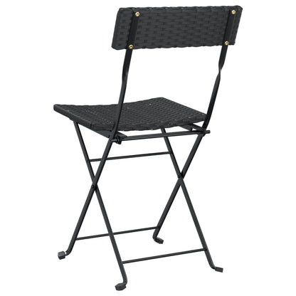 Folding Bistro Chair | Set of 6 | Black | PE rattan | Folding | Foldable